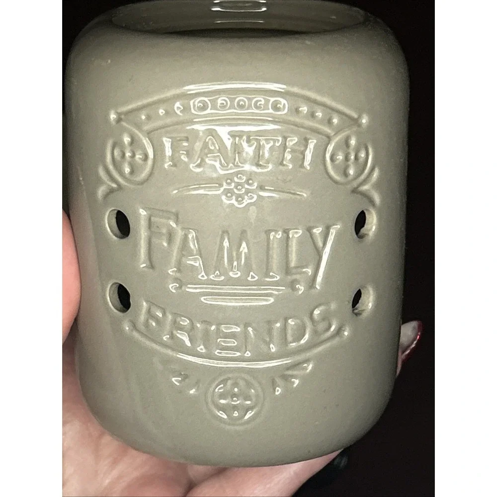 Candle Warmers Etc Faith Family Friends Gray Ceramic Electric Wax Melt Warmer
